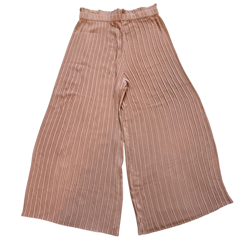 Joie Women Mauve Taupe Pleated Wide Leg High Rise Pull On Crop Pants Large Boho - Picture 3 of 9